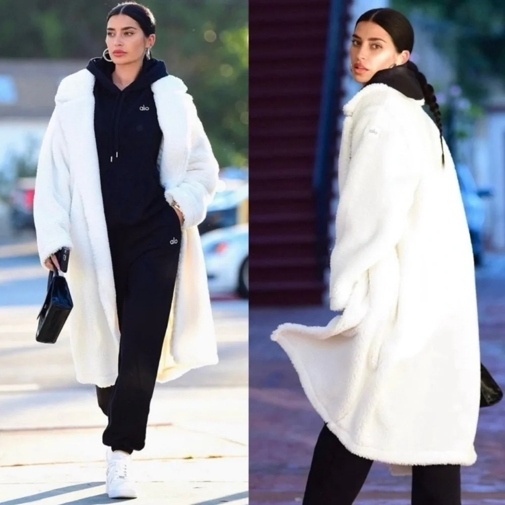 Alo yoga Sherpa oversized Classic trench coat white Teddy size XS